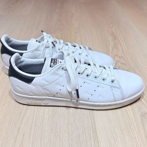 Adidas Stan Smith 'Stamped' sneakers in White/ Black colorway Men’s 9.5
